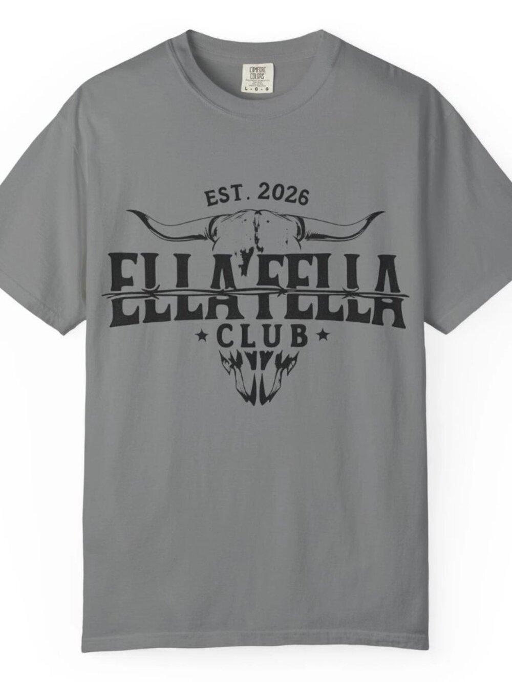 Ella Fella Club Bull Skull T-Shirt EST 2026 Western Graphic T Shirt 257 - Picture 2 of 5